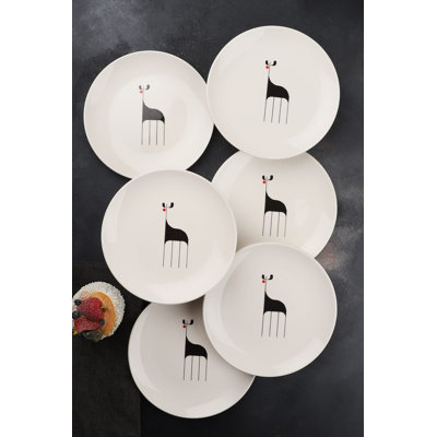 Elegant 6-Piece Dessert Plate Set, White Porcelain, 8.3 x 8.3 x 0.8 inches | 100% Dishwasher & Microwave Safe | Perfect for Serving Cakes, Desserts, and Appetizers | Durable and Stylish Tableware