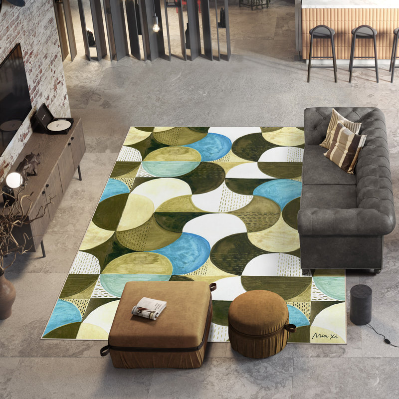 Tapis géométrique lavable Geometric II de taille 8 pi x 10 pi, douceur avec envers antidérapant