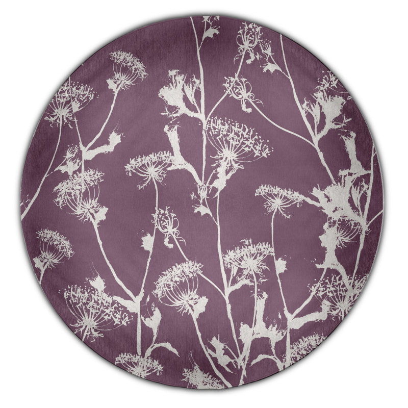 Tapis décoratif mauve floral alvordton, Rond 5 pi