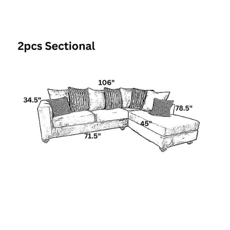 Reimar Upholstered L-Shaped Sectional Right Hand Facing, Gray Fabric