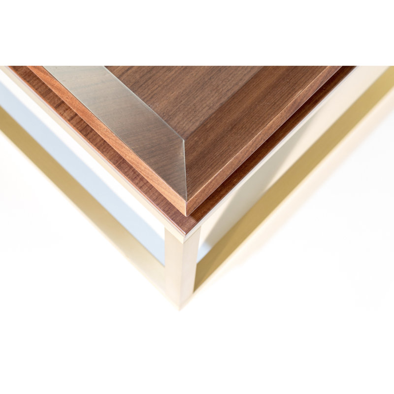Le Solid Wood Coffee Table, Walnut, Polished Brass