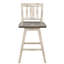2 chaises de hauteur comptoir en bois d'hévéa massif, gris blanc, pivotant à 360 degrés, dossier à lattes verticales, 2 repas en bois d'hévéa rustique, 360 Spin
