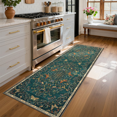 Tapis lavable super doux à motif floral Farmhouse Boho Butterfly, tapis antidérapant à poils courts pour la chambre à coucher du salon, facile à nettoyer, tapis géométrique Farmhouse