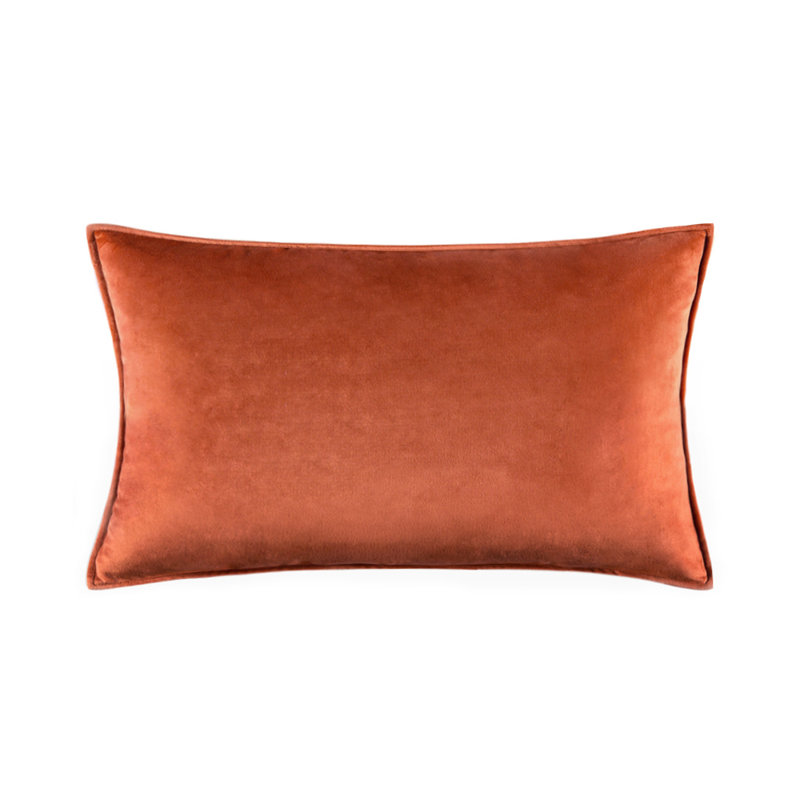  Housse et insert de coussin carré en velours, Orange, H 14 po x l 20 po x P 1 po, Housse de coussin seulement - sans coussin
