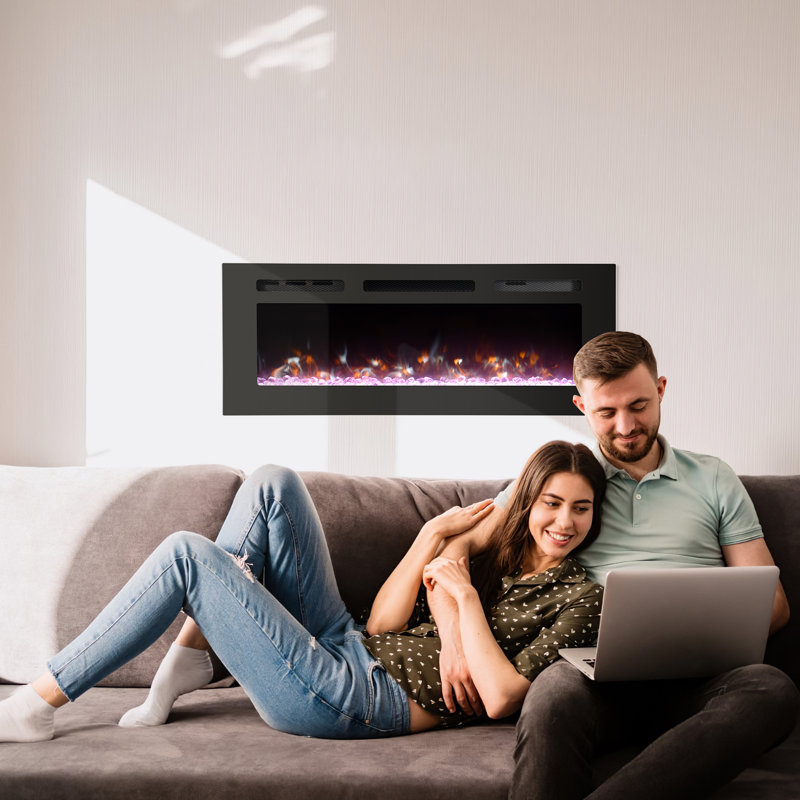 Scottdale Symple Stuff Black Electric Fireplace with BTU 5120, 17" H x 40" W x 4.13" D