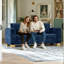 Canapé à 3 places à accoudoirs larges en chenille bleue rétro avec pattes en acier inoxydable et siège capitonné sur mesure SOFA FX-P54-RB SOFA-1099790495
