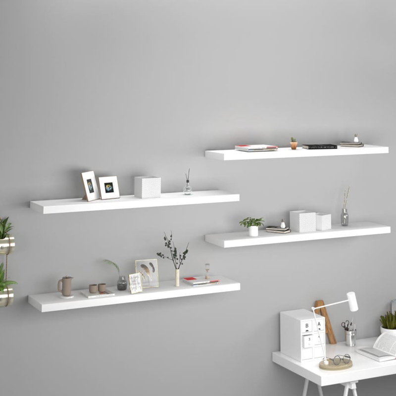 Arsis 4 Piece Metal Floating Shelf, White, 3.8cm H x 23.5cm W x 23cm D