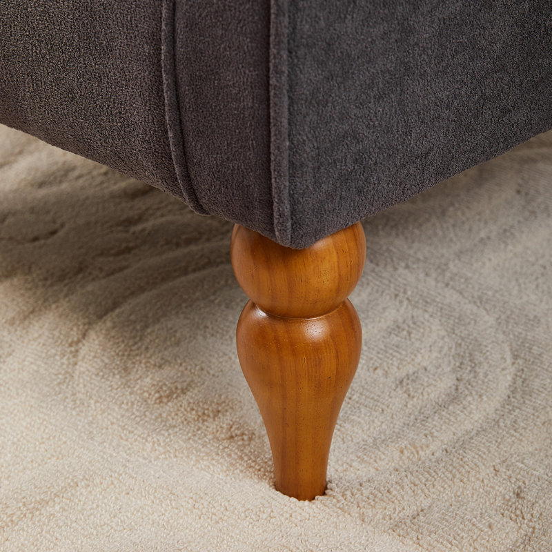 Fauteuil rembourré avec table d'appoint en bois massif, Gris foncé antique