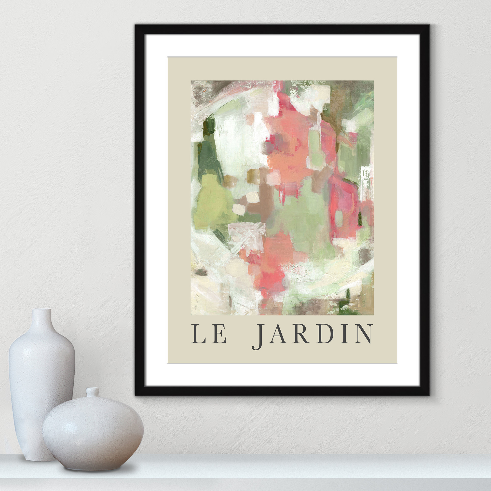 Botanical Poster Collection " Le Jardin " by Carol Robinson, 29.5" H x 23.5" W x 1.25" D, Yes, Black Single Picture Frame