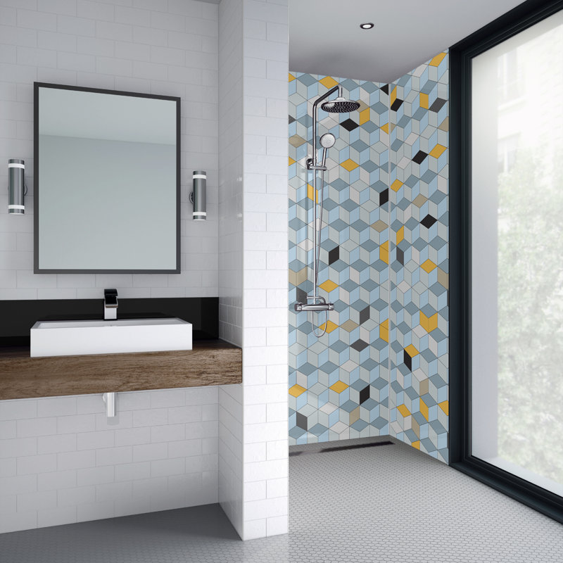 48" x 96" Tin Backsplash in Blue/Yellow