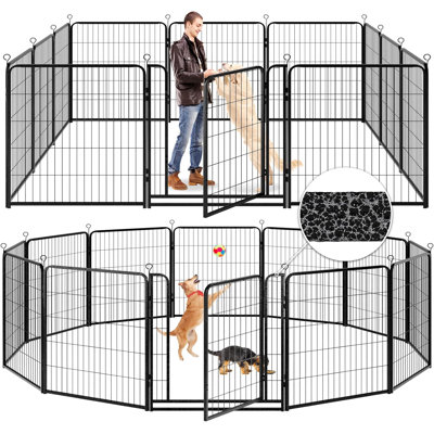 Dog Playpen Outdoor Extra Wide 12 Panels Heavy Duty Anti-Rust Coating-Strengthened Dog Fence 40" Height with Doors Portable for RV Camping Yard, Total