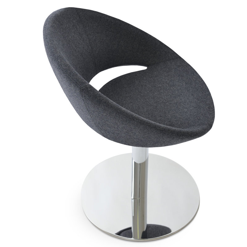 Crescent 17'' H Wool Upholstered Metal Dining Chair, Dark Gray