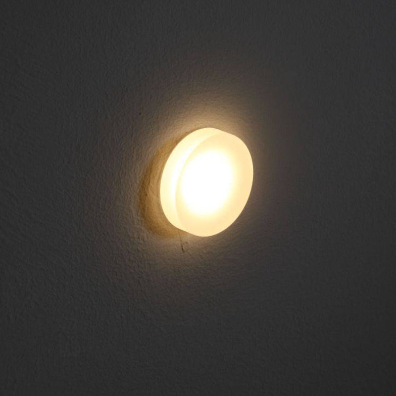 UltraBeam 1 Watt Round Acrylic Mini Recessed Indoor Wall Light - Step and Stair Riser Light -  Sandblasted Finish