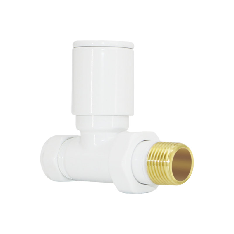 Designer Radiator Heated Towel Rail Valves 15Mm X 1/2" Manual Straight Twin Pack, White