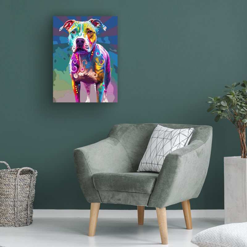 «Dean Russo The Carefree Staffie», art sur toile, H 19 po x l 14 po