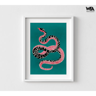 Framed Reptile Painting Print, Colorful Snake Wall Art Print, Snake Painting Print, Red Viper Art, Animal Wall Decor, Framed Wall Art
