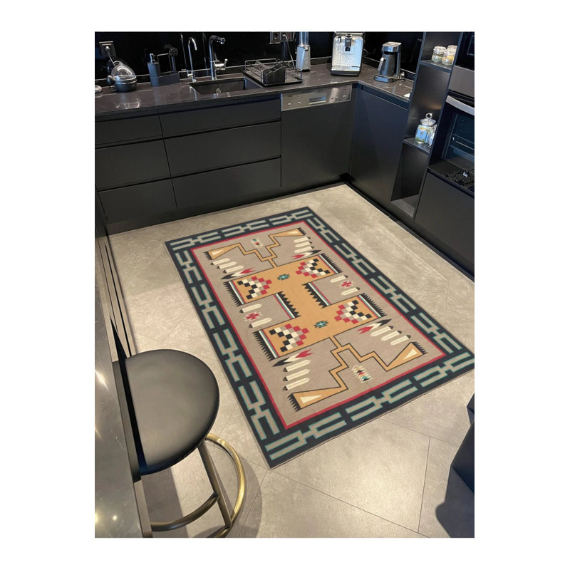 Multicolored Motif Ethnic Patterned Vintage Decorative Carpet, Rectangle 3'4" x 5'