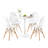 Modholic Tulip 36" Round Wood Dining Table & Set Of 4 Wood Leg Chairs, White-89083865-89083866-132783949