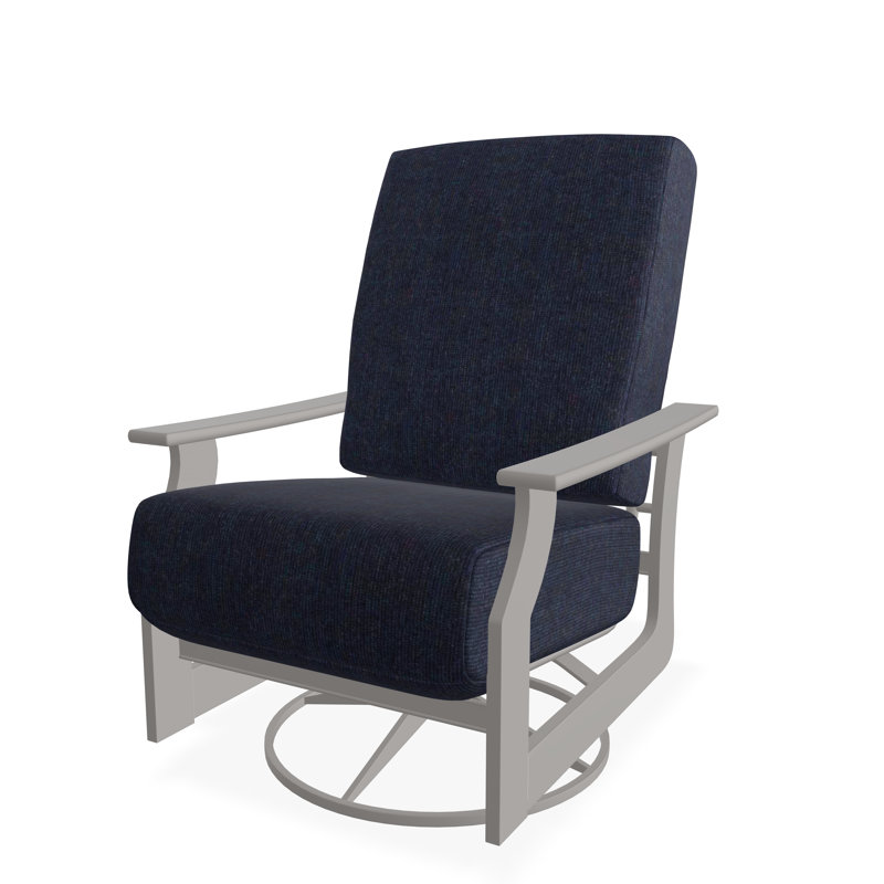 Chaise berçante pivotante en polymère St. Catherine, Gris chaleureux, Spectre indigo Sunbrella®