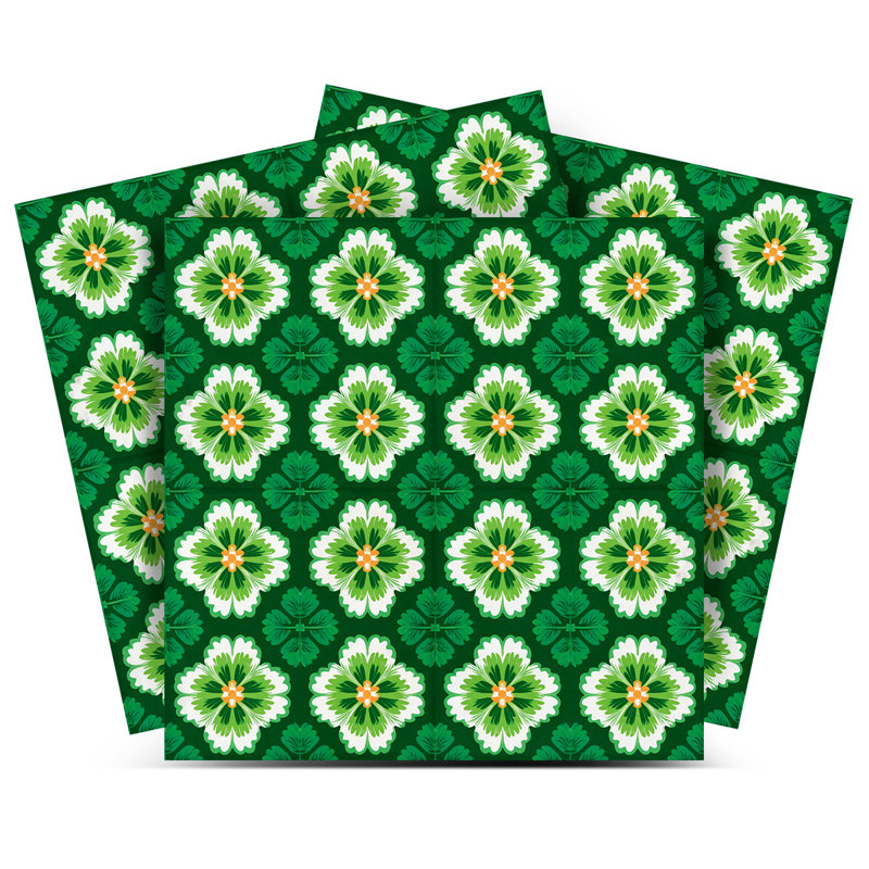 Carreaux de mosaïque autocollants en vinyle « Fleurs de jardin émeraude » 10 x 10 cm