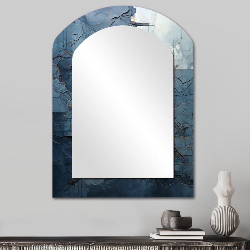 «Blue and White River Embrace», peinture abstraite, grand miroir, décoration murale asymétrique moderne, impression sur métal