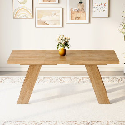 71" Wood Grain Rectangular MDF Dining Table, Double-Panel Outward-Sloping Legs, Seats 6–8 People for Dining Room, Office & Multi-Space Use