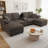 116.9" Modern U-shaped Sectional Sofa with Storage Ottomans, Center Console featuring Cup Holders & USB Ports, Corduroy Upholstered Sofa with Pillow Top Arms for Living Room-1403956092