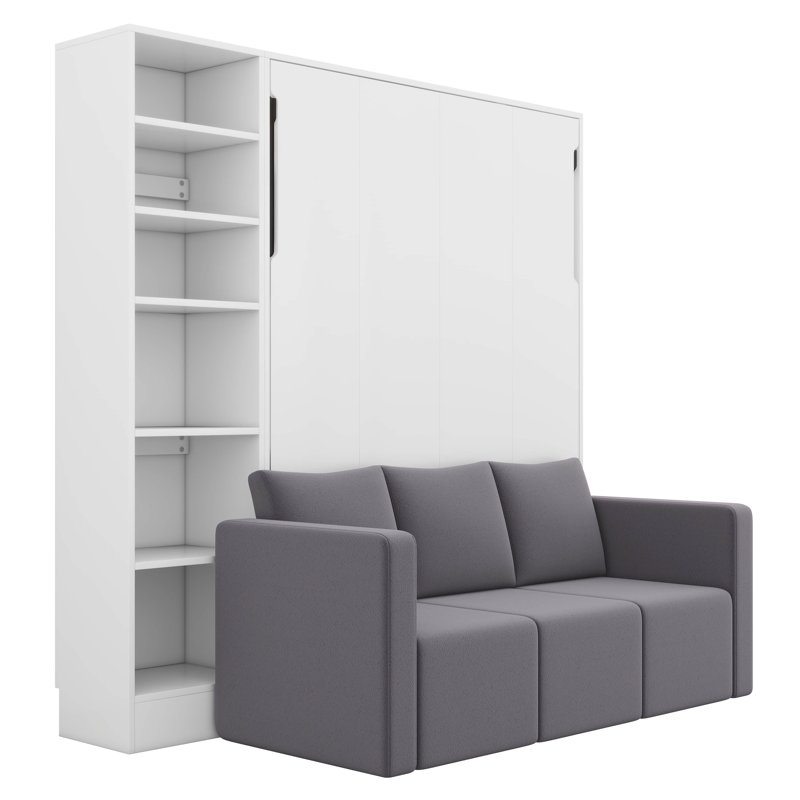 Lit escamotable avec canapé et tablettes Mironda, Double 