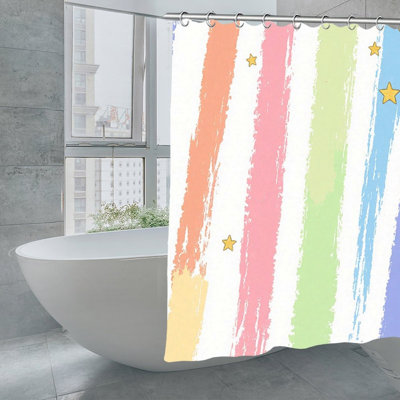 Rideaux de douche Watercolor Rainbow Striped, 71 × 71