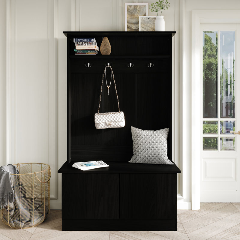 Logenita Hall Tree 39.96'' Wide with Bench, Black