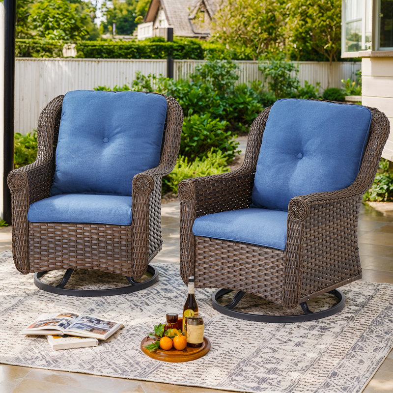 Fauteuils coulissants avec coussins Red Barrel Studio®, Bleu
