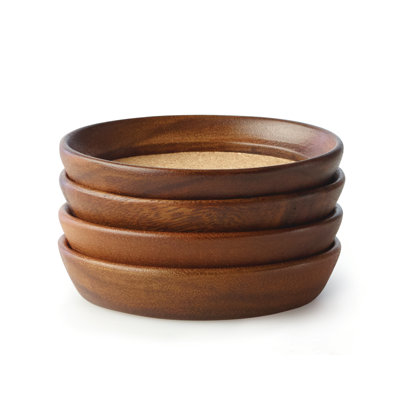 Stackable Acacia Wood and Cork Coasters