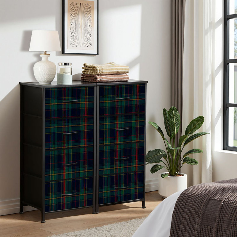 4 Drawer Dresser for Bedroom, Narrow Chest of Drawers, Wooden Top and Study Iron Frame 18"x37.5"-(WxH)