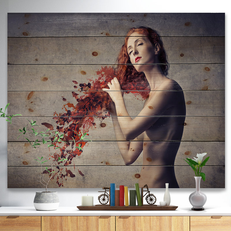 « from red cheveu to leaves », impression, H 15 po x l 20 po x P 1 po, Bois