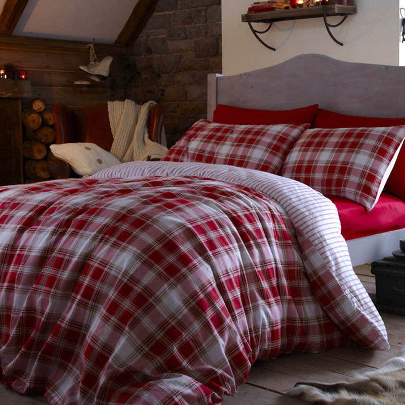 Tartan Duvet Set, Single, Red