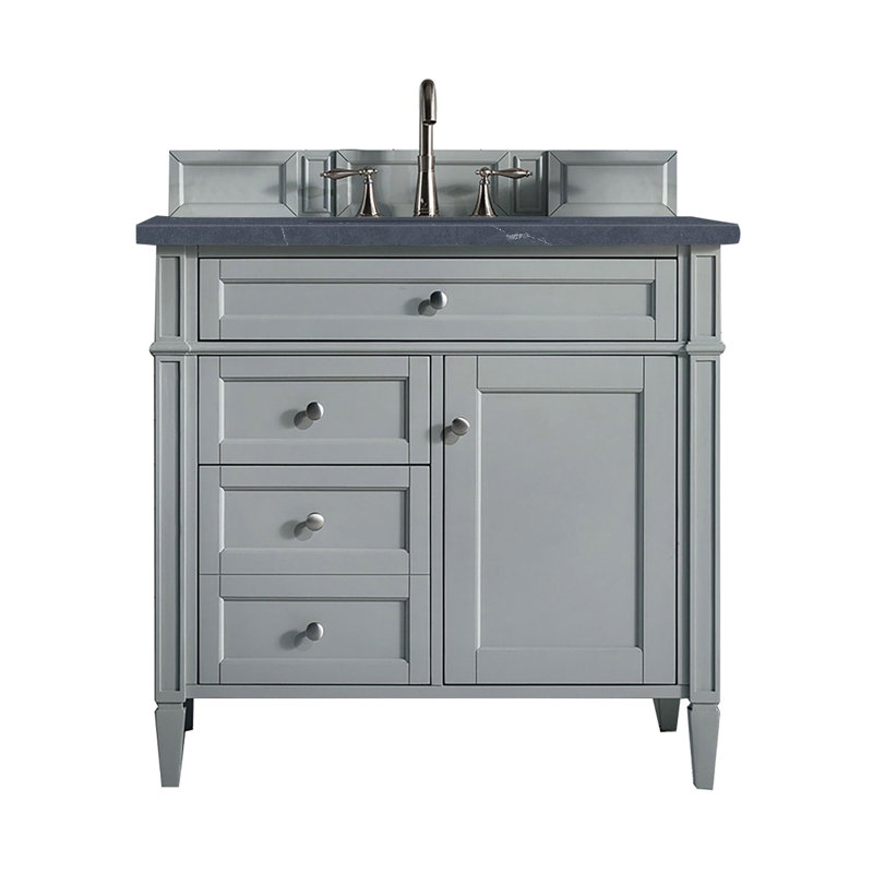 Brittany 36'' W Single Vanity, Urban Gray, Charcoal Soapstone, 8" Widespread