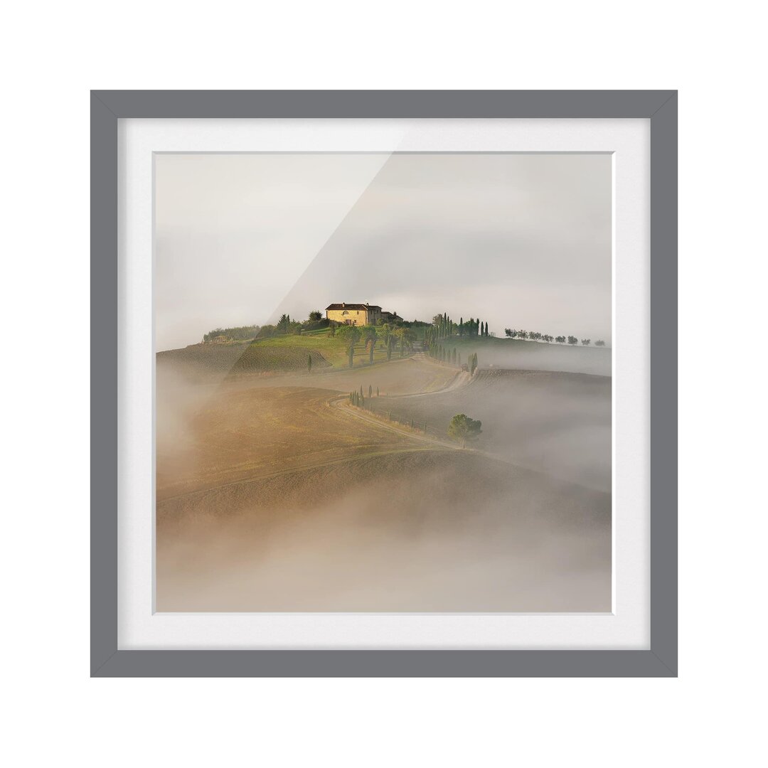 Gerahmter Fotodruck Morning Mist in Tuscany