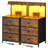 Tall Nightstand With Charging Station And Led Lights Nightstand With 3 Drawers And Shelves Bedside Table With Usb Ports And Outlets（set of 2）-528638469