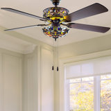 52'' Nevels 5 - Blade Magna Carta Ceiling Fan with Stained Glass Shade