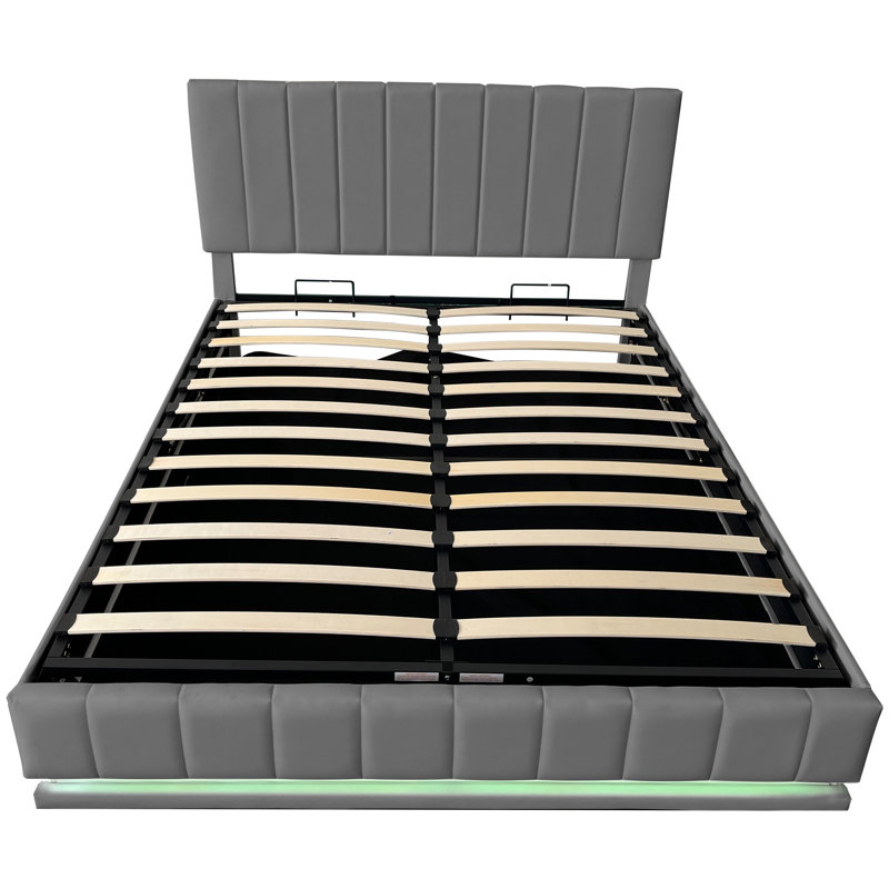 Upholstered Ottoman Storage Bed, Grey