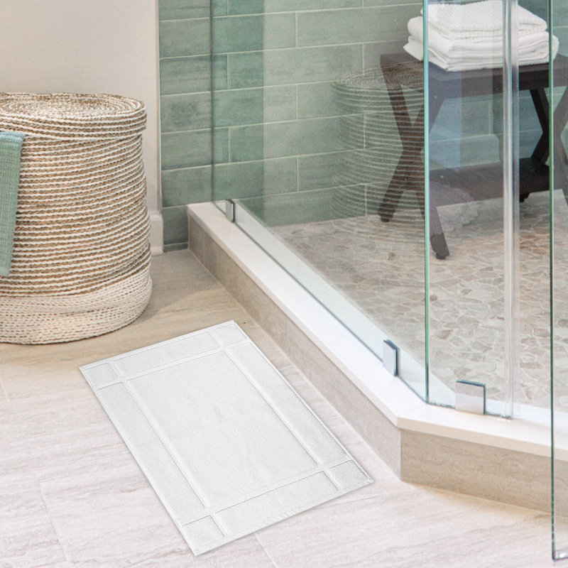 Tapis de bain uni 1350 g / m² 100% coton pour plancher de salle de bain, L 17 po x L 24 po, Blanc