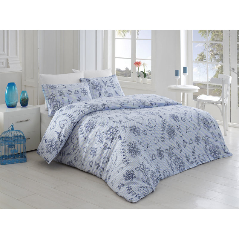 Cotton Blend Floral Duvet Cover, Twin Duvet Cover + 1 31" x 31" Pillowcase