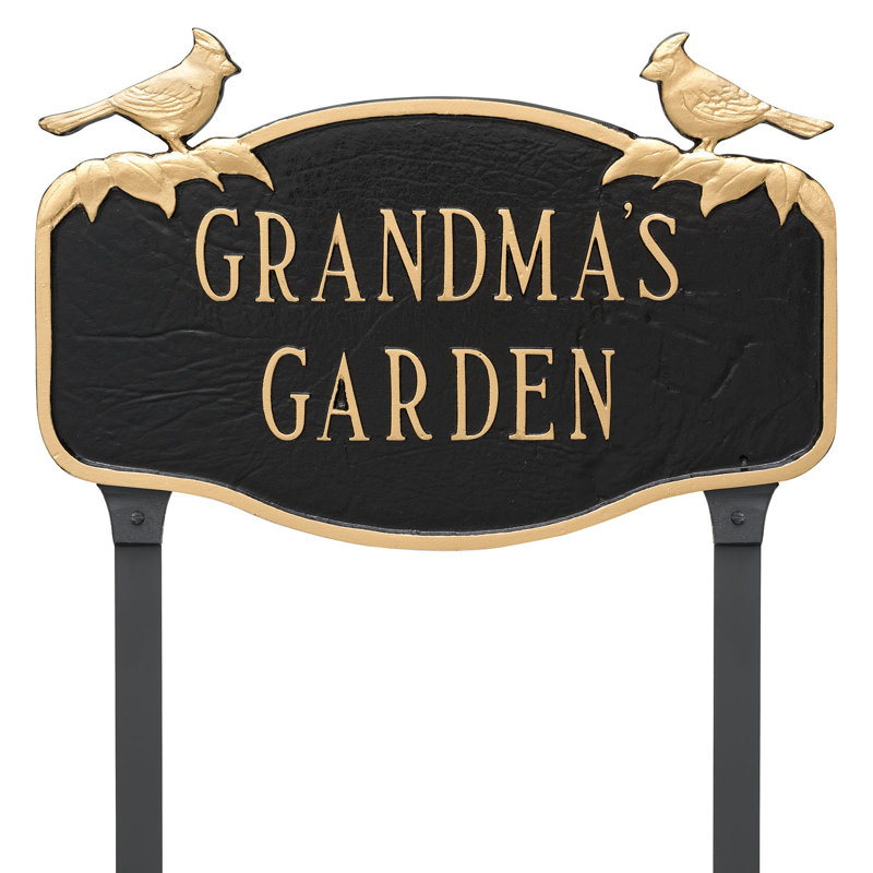 Plaque de jardin cardinal, Oui, Vert forêt / Or