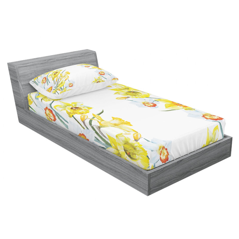 Daffodil Microfiber Sheet Set, Twin Sheet Set with Fitted Sheet
