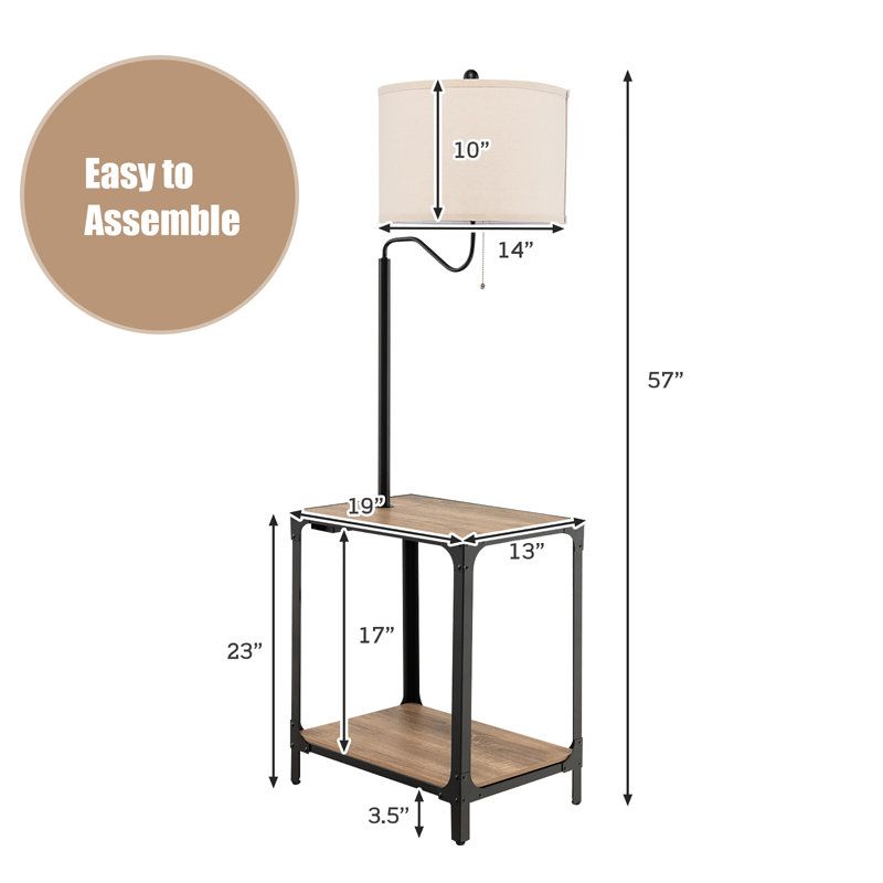 Bikari 57 " Tray Table Floor Lamp USB