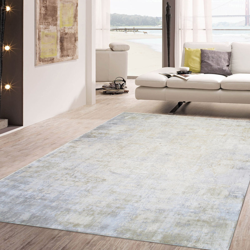 Beverly Handmade Gray Abstract Silk-Viscose Rug 12' x 15'