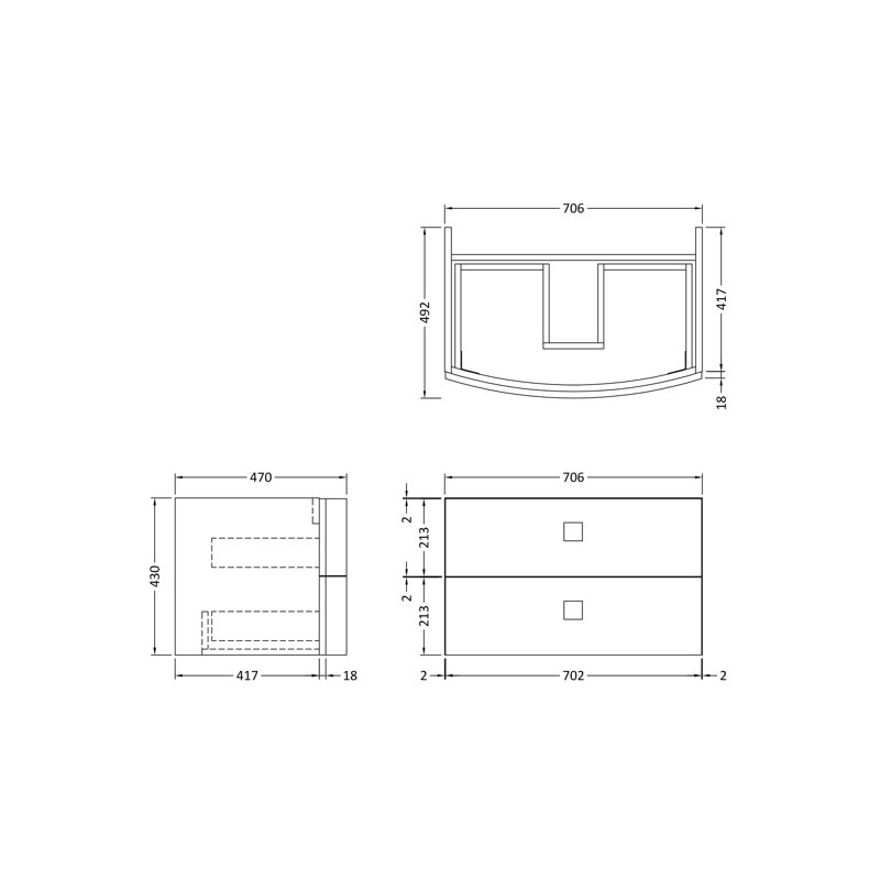 Sarenna 712mm Single Bathroom Vanity with Integrated Polymarble Basin, Moon White