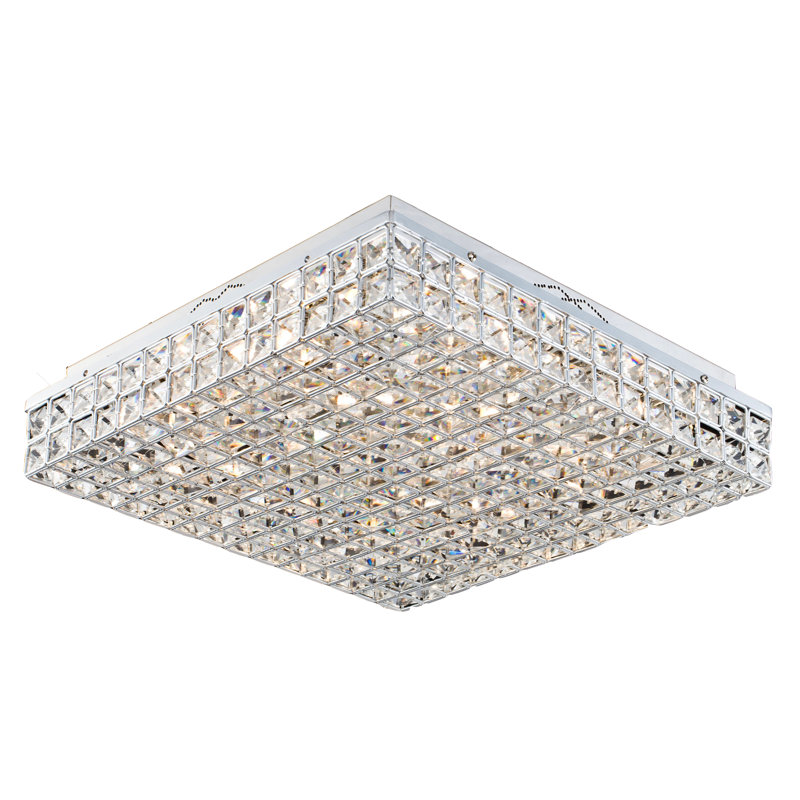 Transitional 9 Light Crystal Square Flush Mount
