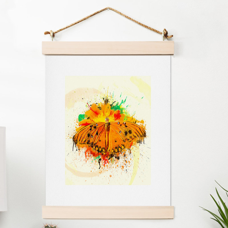 Orange butterfy, reproduction d’art, H 14 po x l 11 po x P 0,13 po
