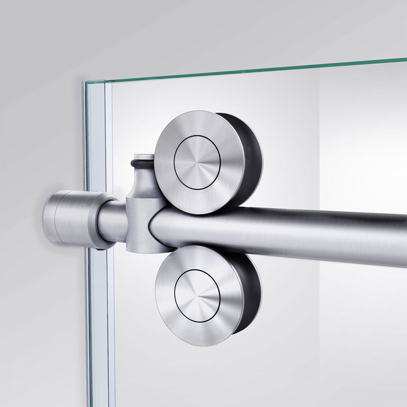 Enigma-XO Single 60.37" W x 32.5" D x 76" H Frameless Rectangle Shower Enclosure, Brushed Stainless Steel